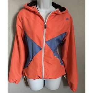 Nomis Full Zip Jacket Womens Size Medium Light Weight Hooded Orange Blue